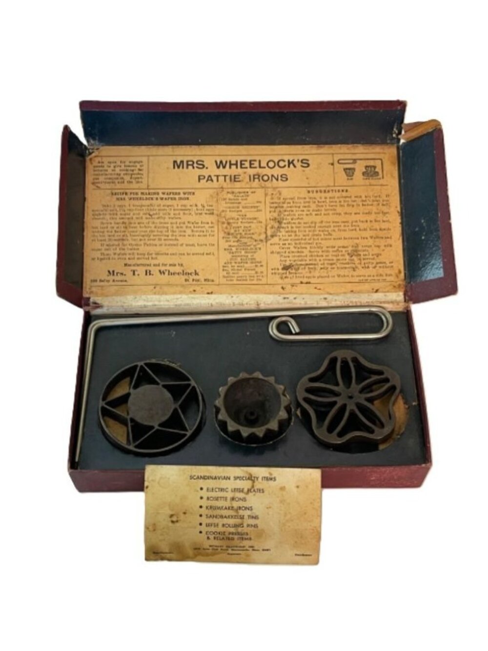 Antique Mrs Wheelock's Pattie Iron Set Rosette Cookie Shells circa 1920's